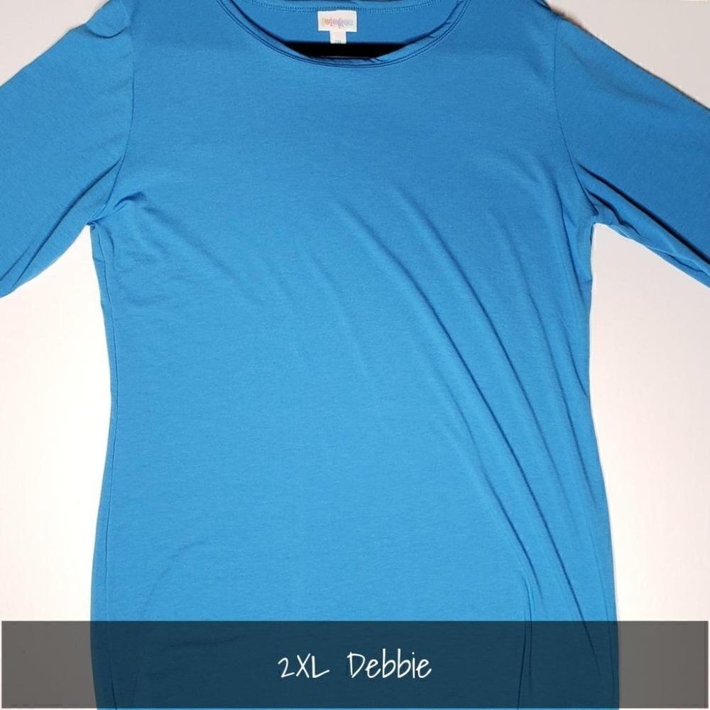 LuLaRoe Debbie Dress 2XL Blue Long Sleeves NWT